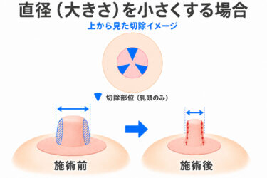 乳頭縮小術の直径(大きさ)を小さくする場合