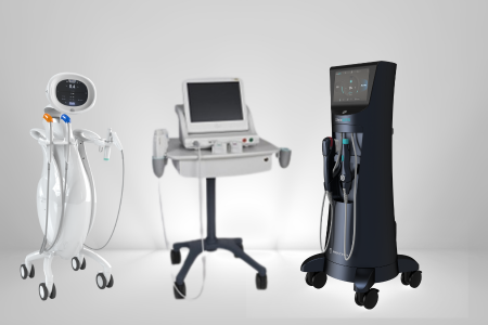 当院で取り扱う医療ハイフデバイス3機種｜左からウルトラフォーマーMPT、ウルセラ、ハイジオ